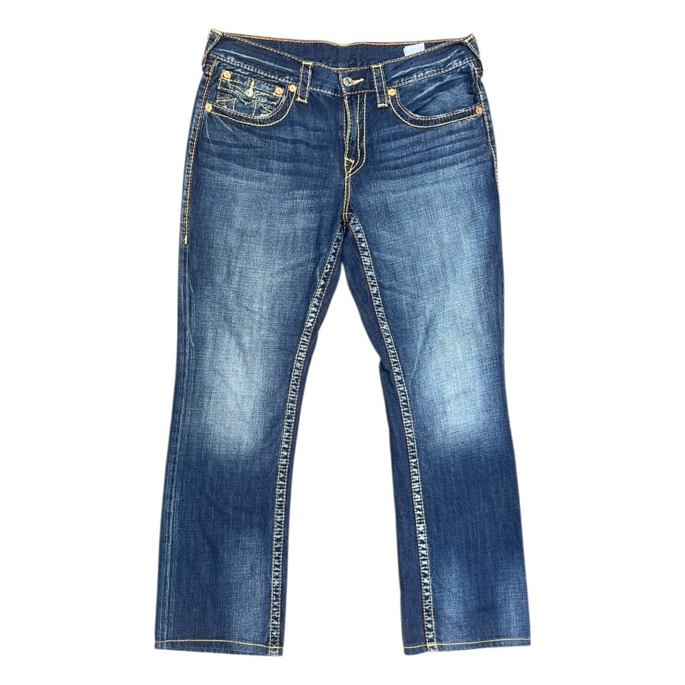 True Religion Brand Jeans Men’s 34 Dark Wash Straight Denim Horseshoe Back